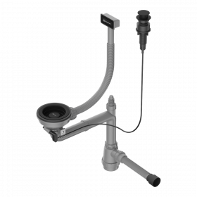 Арматура с клапаном-автоматом для одночашевых моек с прямоугольным переливом и декоративным элементом для корзины Omoikiri WK-1-A-GB