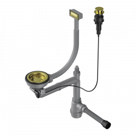 Арматура с клапаном-автоматом для одночашевых моек с прямоугольным переливом и декоративным элементом для корзины Omoikiri WK-1-A-LG