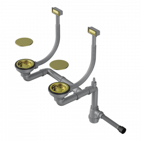 Арматура для двухчашевых моек с прямоугольными переливами и декоративными элементами для корзины Omoikiri WK-2C-LG