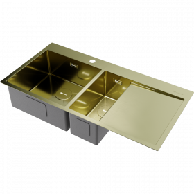 Omoikiri Akisame 100-2-L-LG нерж. сталь/светлое золото