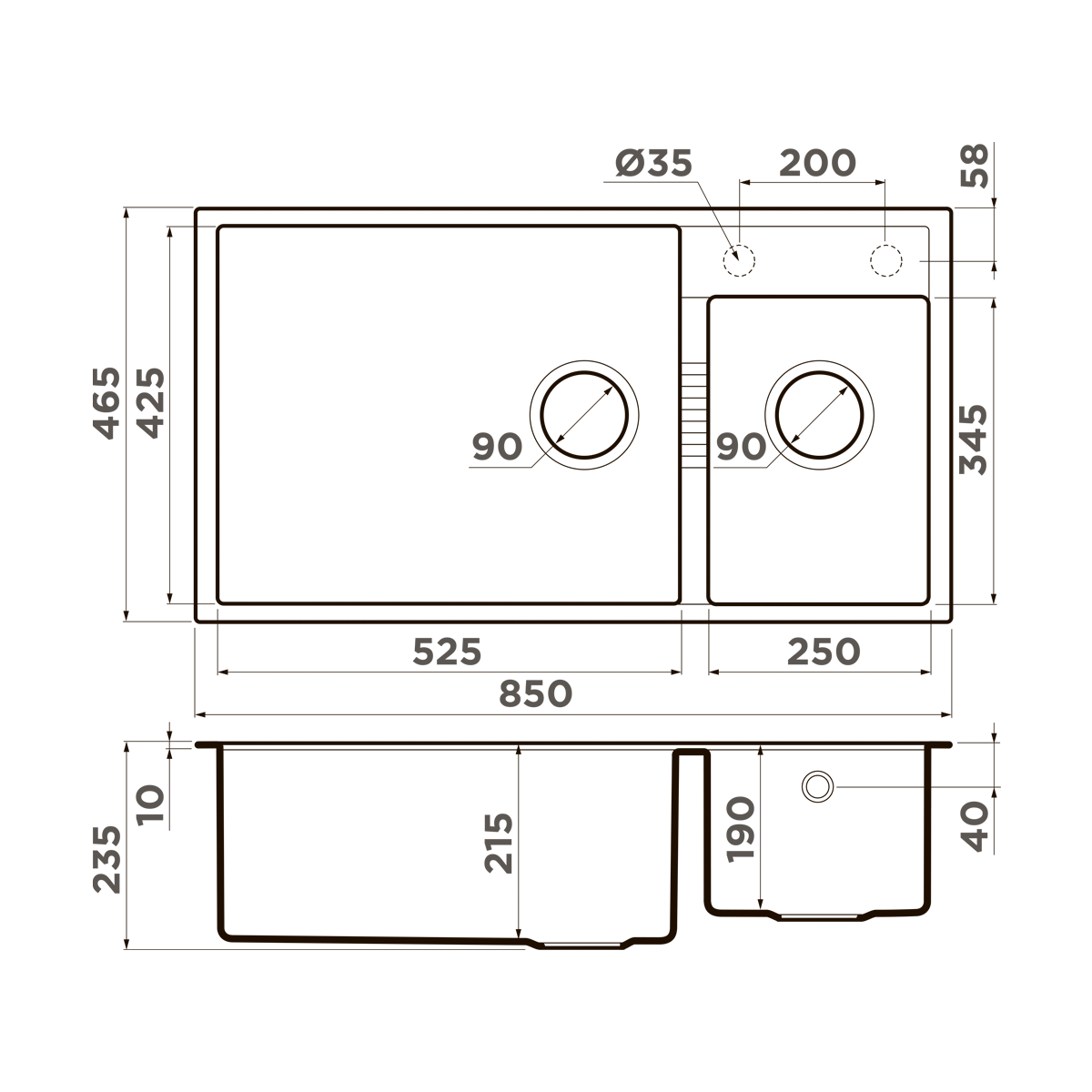 Omoikiri Tedori 85-2-U-WH Tetogranit/белый