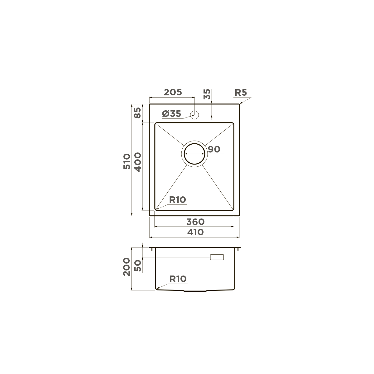 Omoikiri Akisame 41-GM нерж. сталь/вороненая сталь
