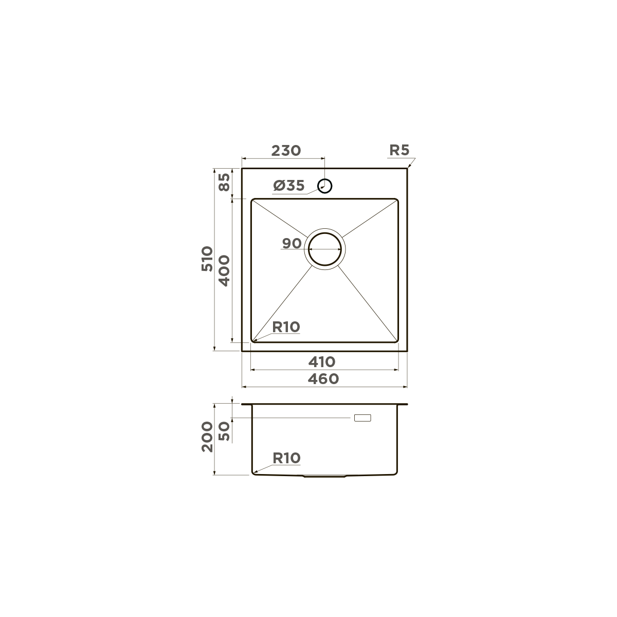 Omoikiri Akisame 46-IN нерж. сталь/нержавеющая сталь