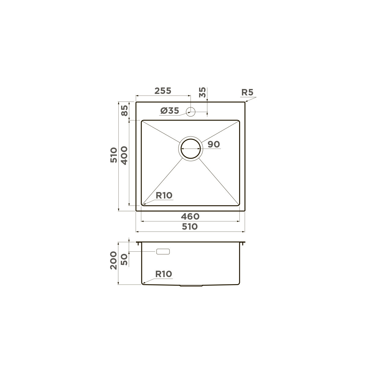 Omoikiri Akisame 51-IN нерж. сталь/нержавеющая сталь