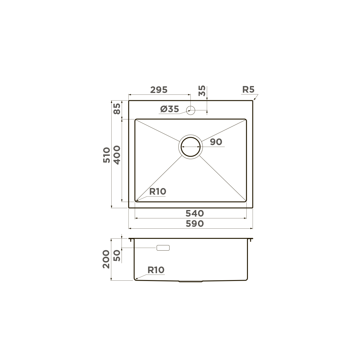 Omoikiri Akisame 59-LG нерж. сталь/светлое золото