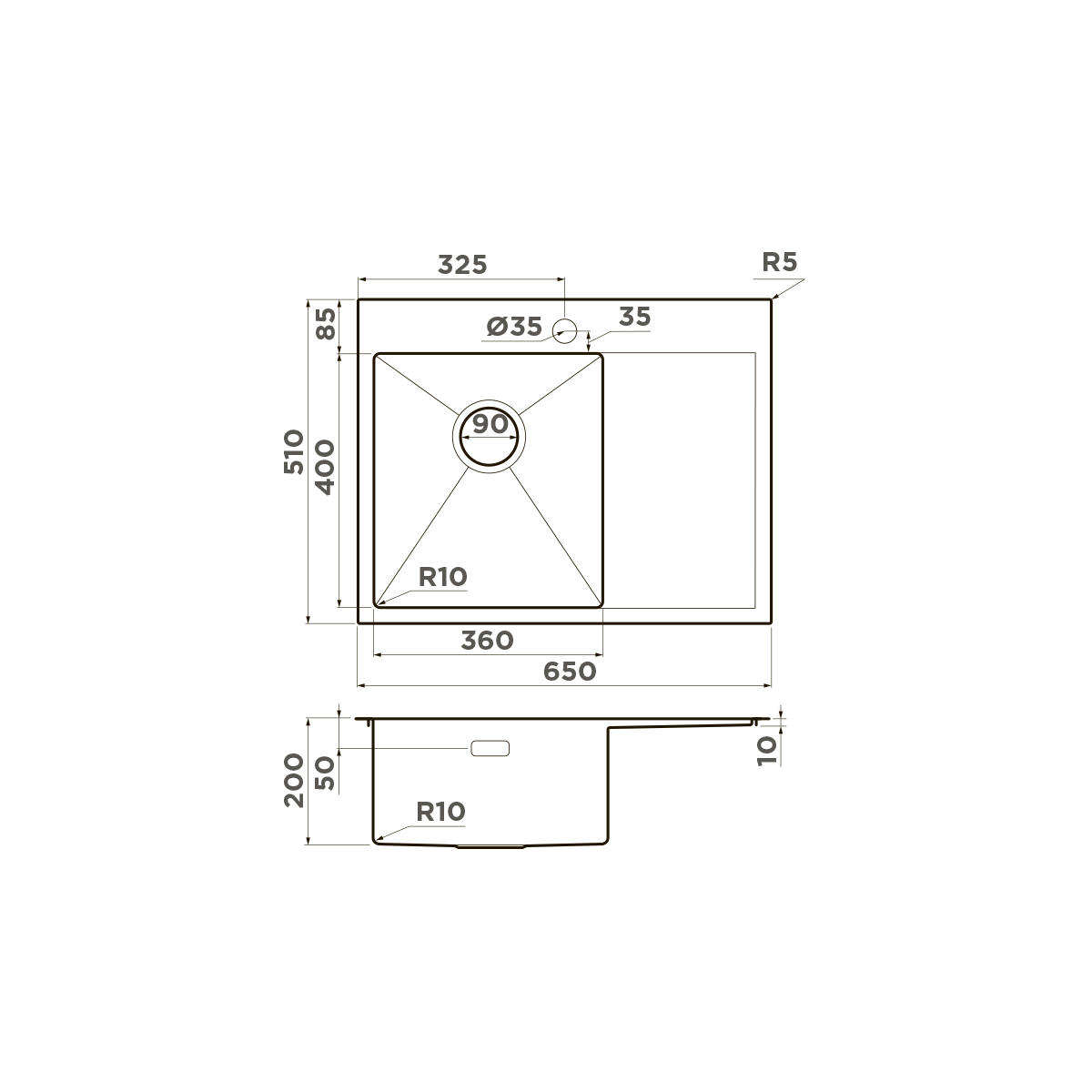 Omoikiri Akisame 65-L-IN нерж. сталь/нержавеющая сталь