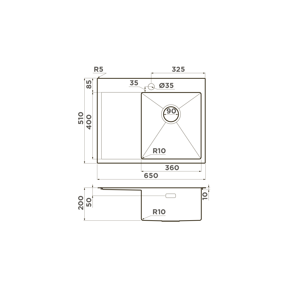 Omoikiri Akisame 65-R-IN нерж. сталь/нержавеющая сталь