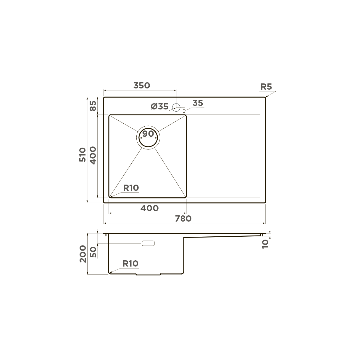 Omoikiri Akisame 78-L-GM нерж. сталь/вороненая сталь