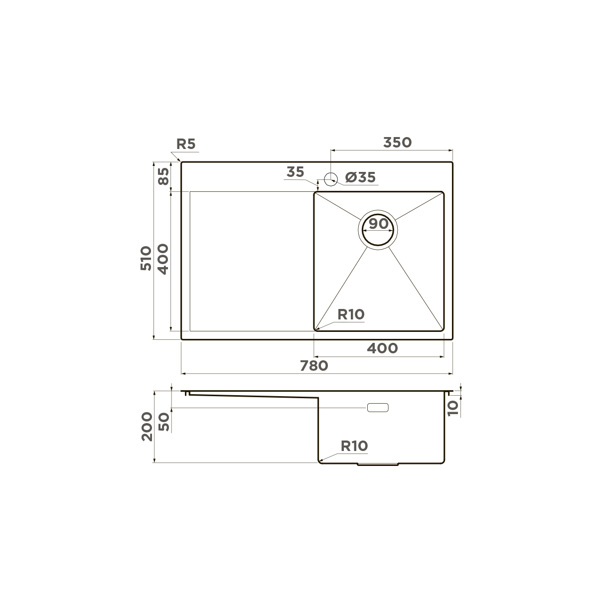 Omoikiri Akisame 78-R-LG нерж. сталь/светлое золото