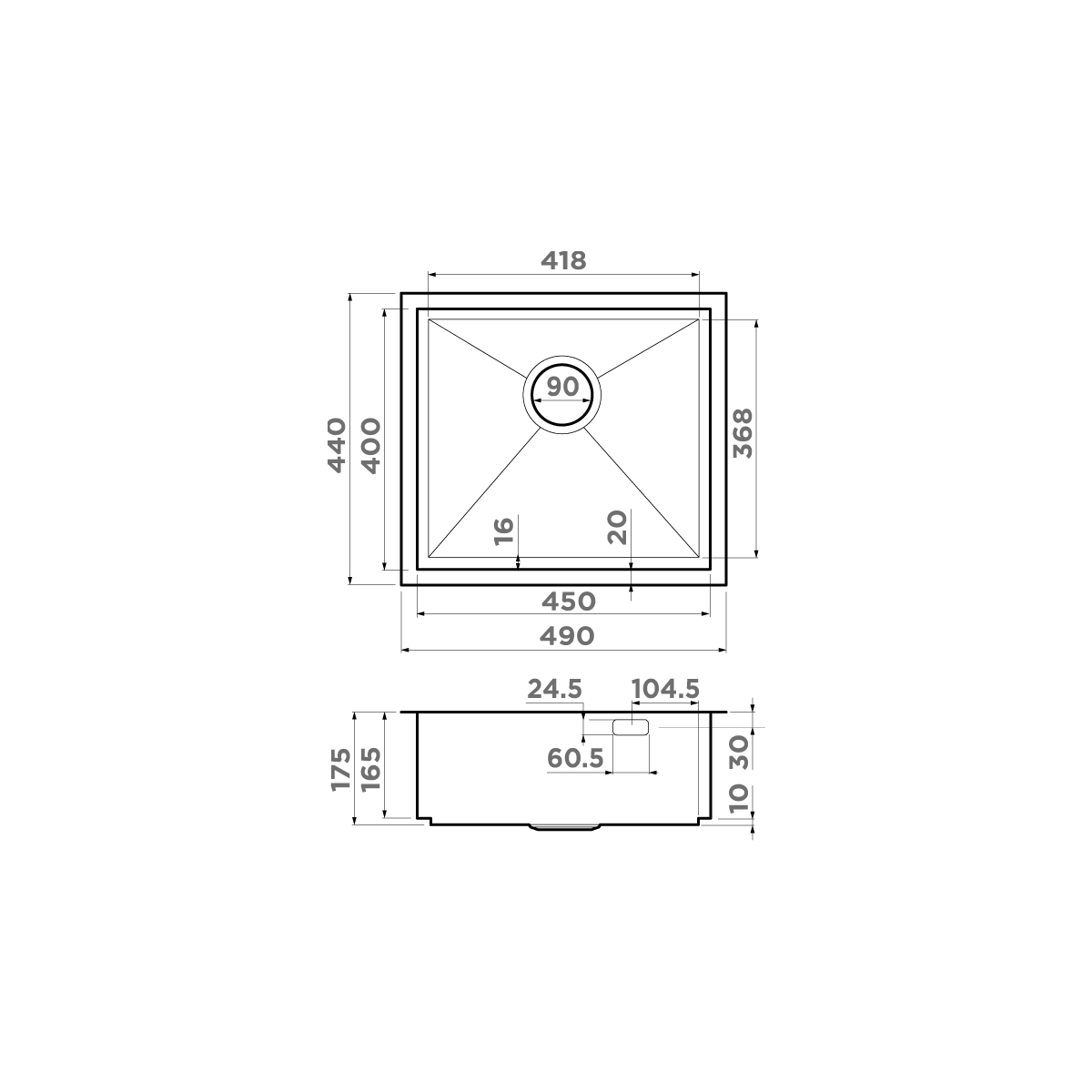 Omoikiri Kasen 49-16-INT-GM нерж. сталь/вороненая сталь