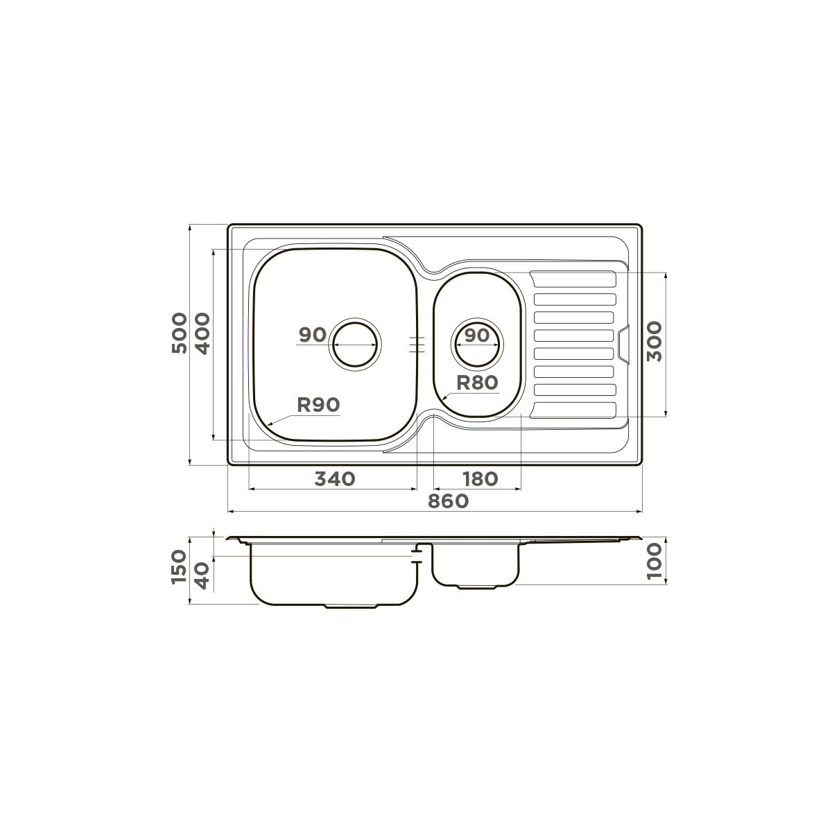 Omoikiri Kashiogawa 86-2-IN нерж. сталь/нержавеющая сталь