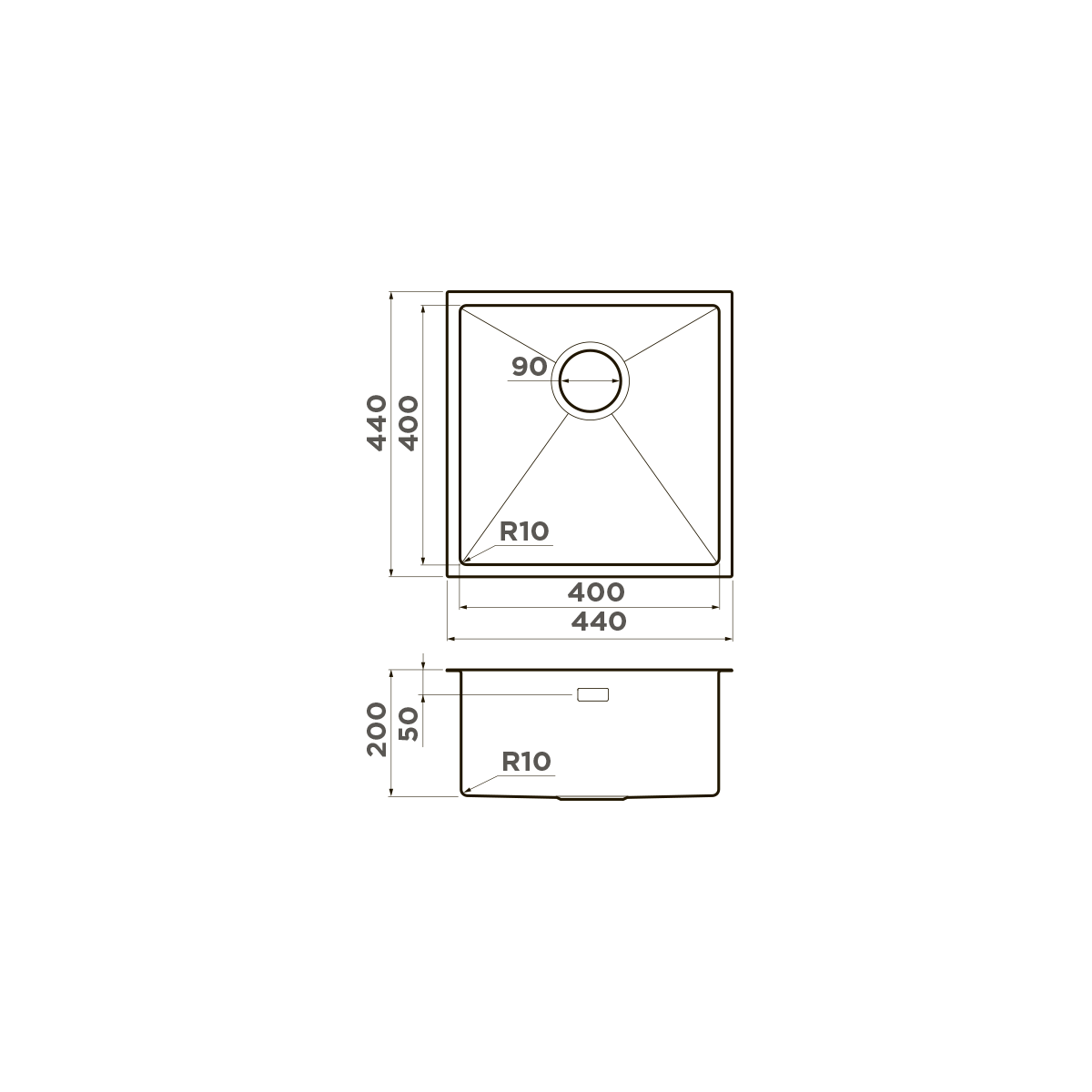 Omoikiri Taki 44-U/IF-GB нерж. сталь/графит